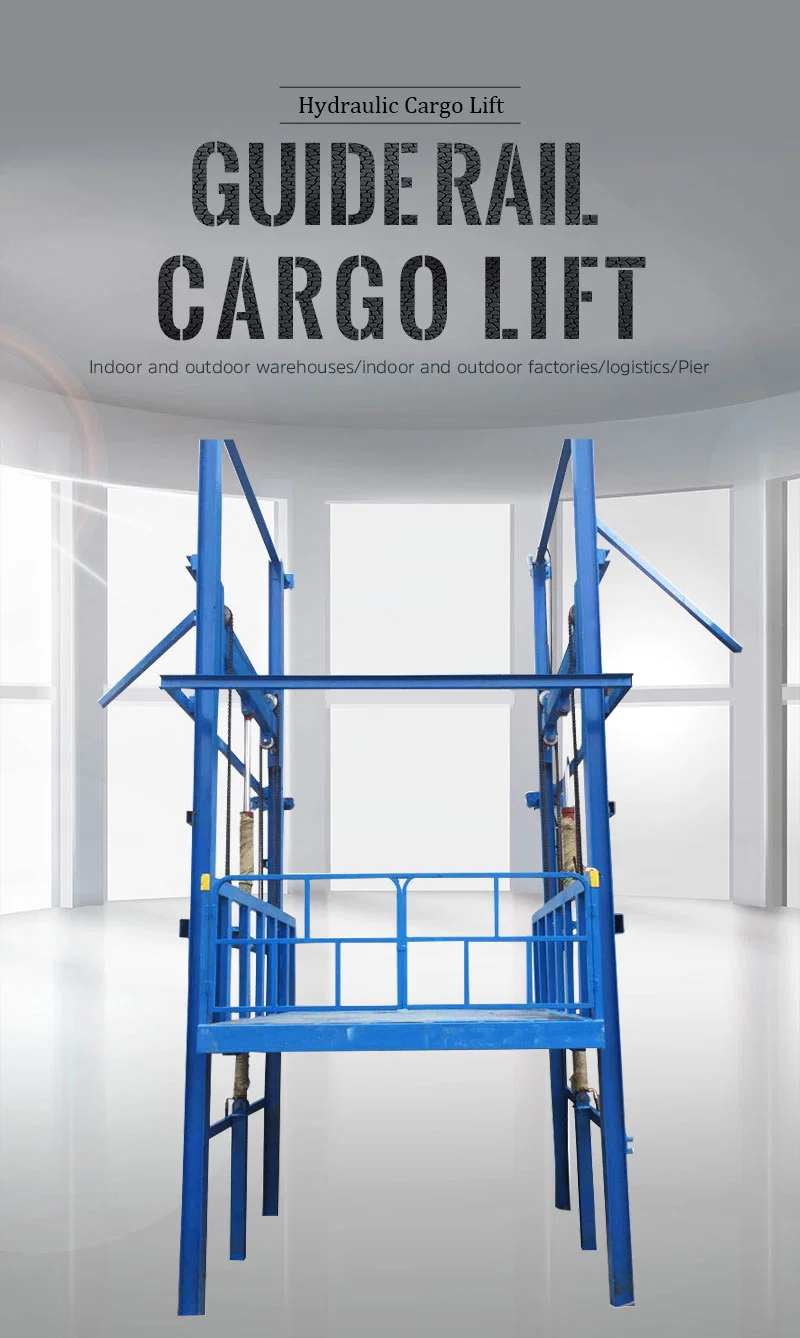 Four Guiderails Hydraulic Freight Elevator Lift Cargo Lift Platform for Factory