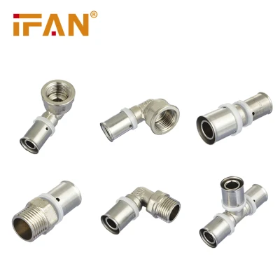 Ifan Brass Press Fittings Female Tee Pex Pipe Fittings 16-32mm Pex Press Fittings