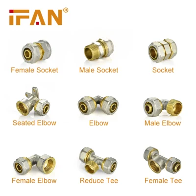 Ifan Pex Brass Fittings Physical Thread Connecting Pex Brass Fitting Equal Tee