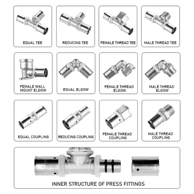 Tee Pex Press Pipe Fittings for Pex-Al-Pex Pipe Underfloor Heating System