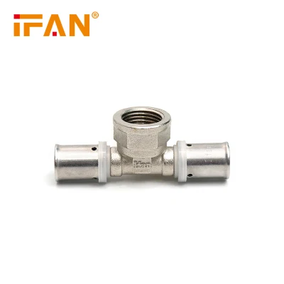 Ifan Brass Press Fittings Female Tee Pex Pipe Fittings 16-32mm Pex Press Fittings