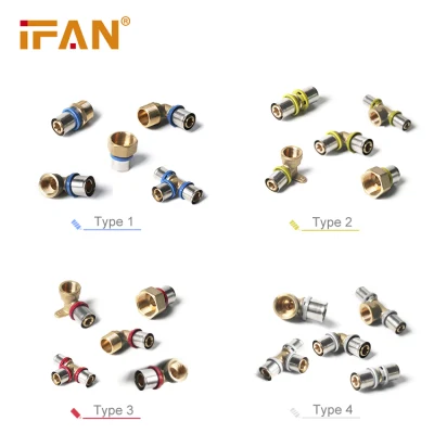 Ifan Brass Press Fittings 16-32mm Socket Pex Copper Fittings Press Brass Fittings Pex