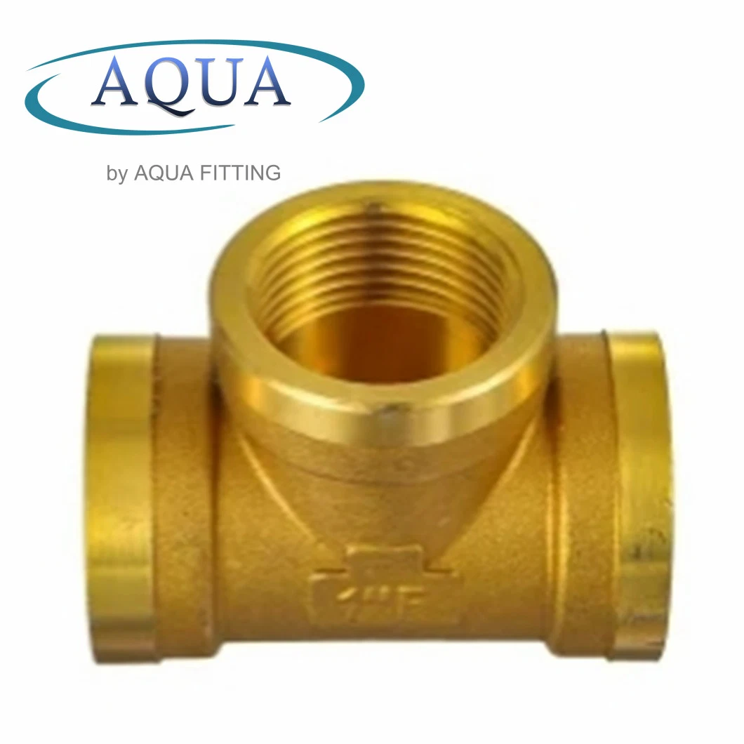 Brass Two Ferrules Compression Tube Threaded Fittings Tee