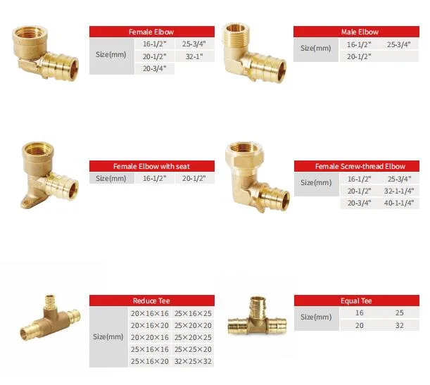 Customized Threaded Brass Pex Pipe Fitting Brass Expansion Q&E Fitting Plumbing Fitting for Pex-a Pipe Connection