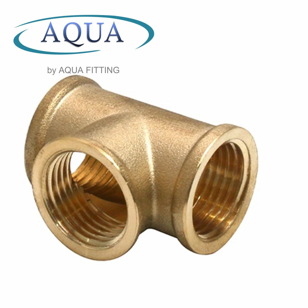 Brass Two Ferrules Compression Tube Threaded Fittings Tee