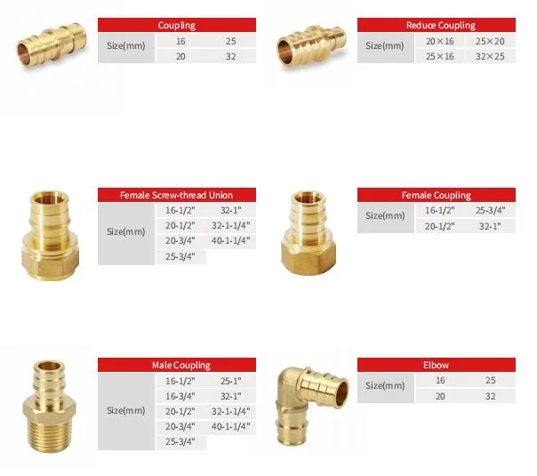 Customized Threaded Brass Pex Pipe Fitting Brass Expansion Q&E Fitting Plumbing Fitting for Pex-a Pipe Connection