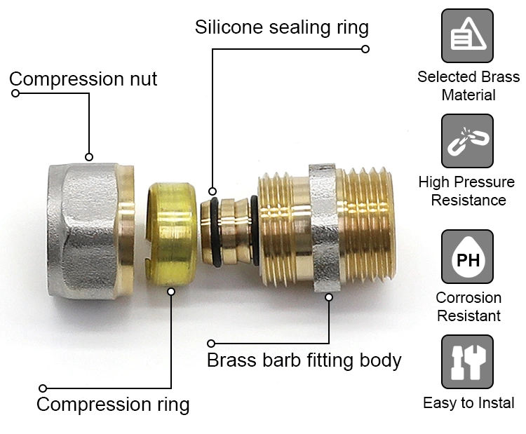 Compressed Air Hose Fittings Tee Fitting Brass 22mm Double Ferrule Pipe Plumbing Copper Compression