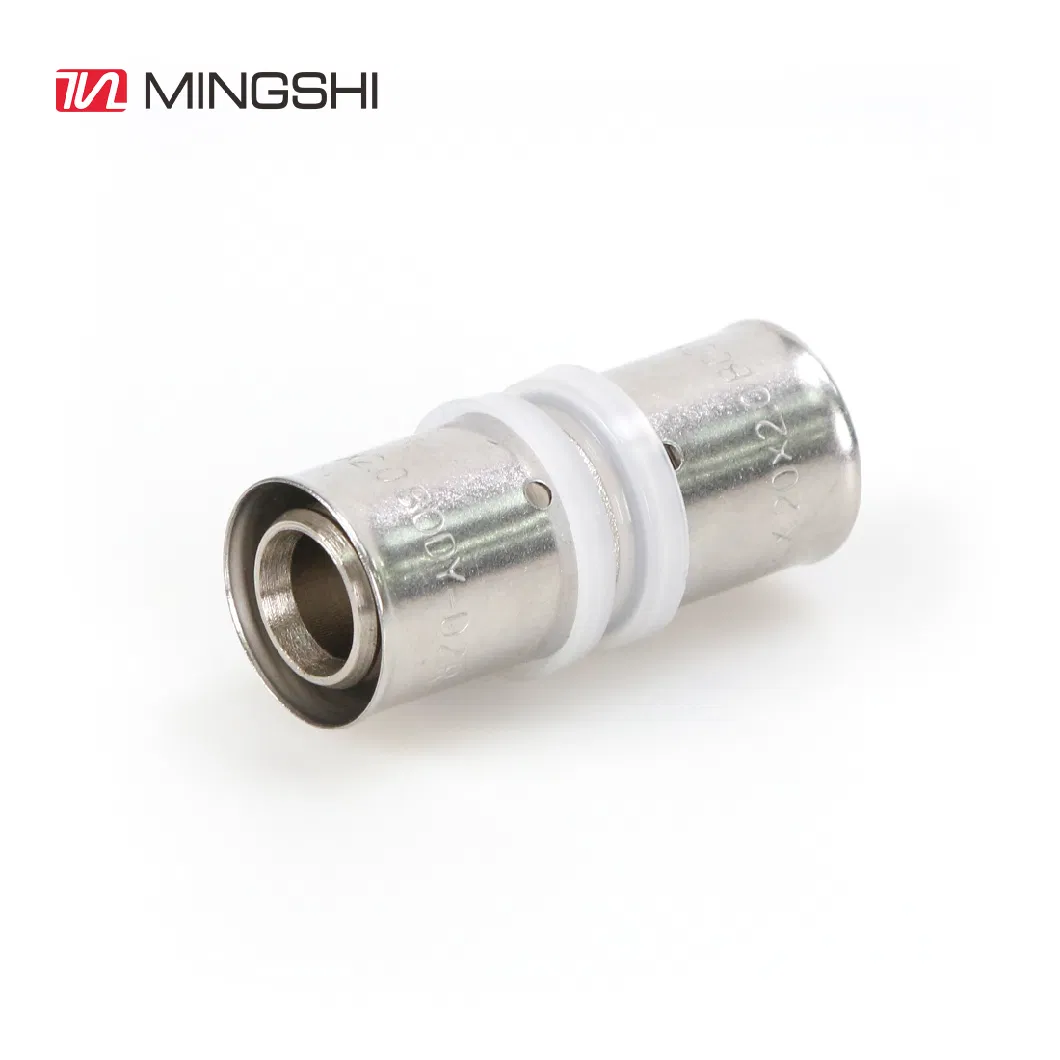 Mingshi U Profile Press Fittings in Brass for Multilayer Pipes Hot and Cold Water Straight Coupling