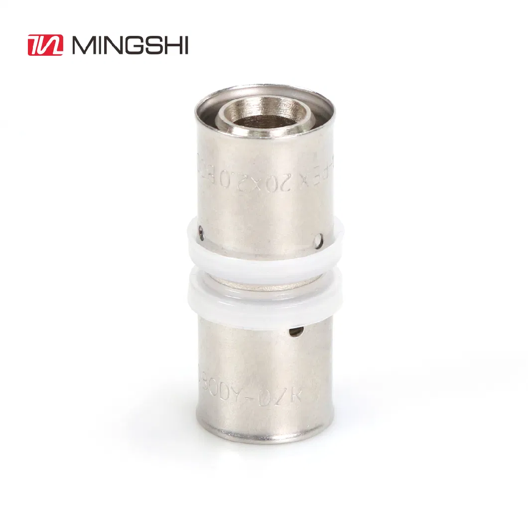 Mingshi U Profile Press Fittings in Brass for Multilayer Pipes Hot and Cold Water Straight Coupling