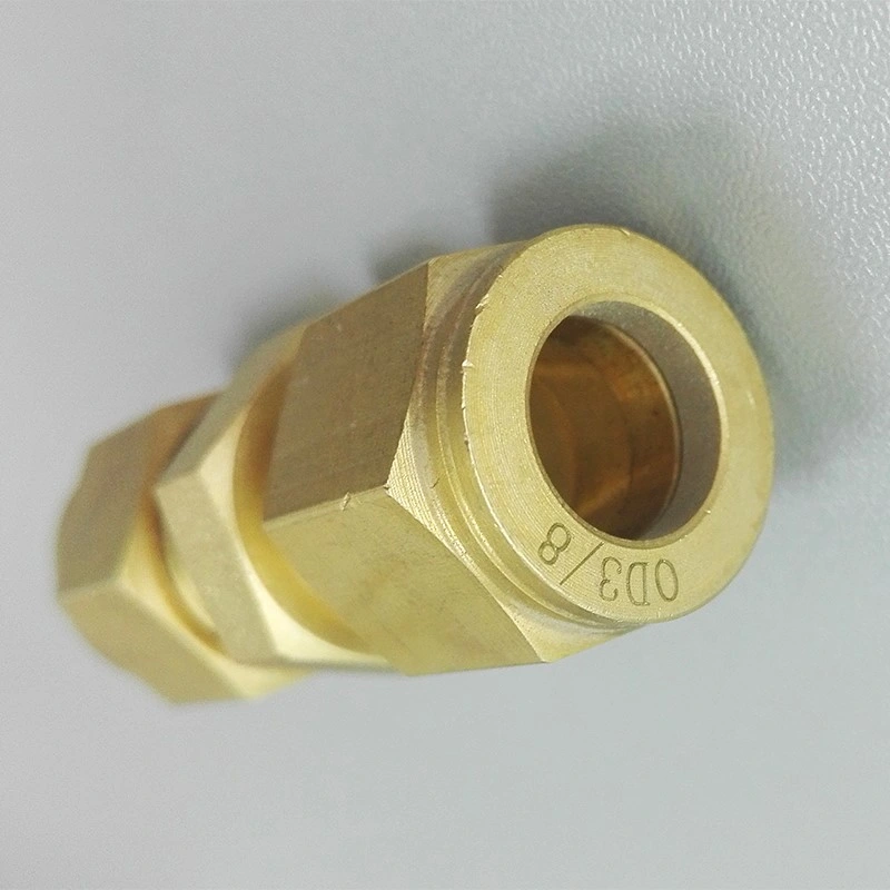 Double Ferrule Connector Brass Compression Union Hydraulic Tube Fittings for Gas Hydraulic