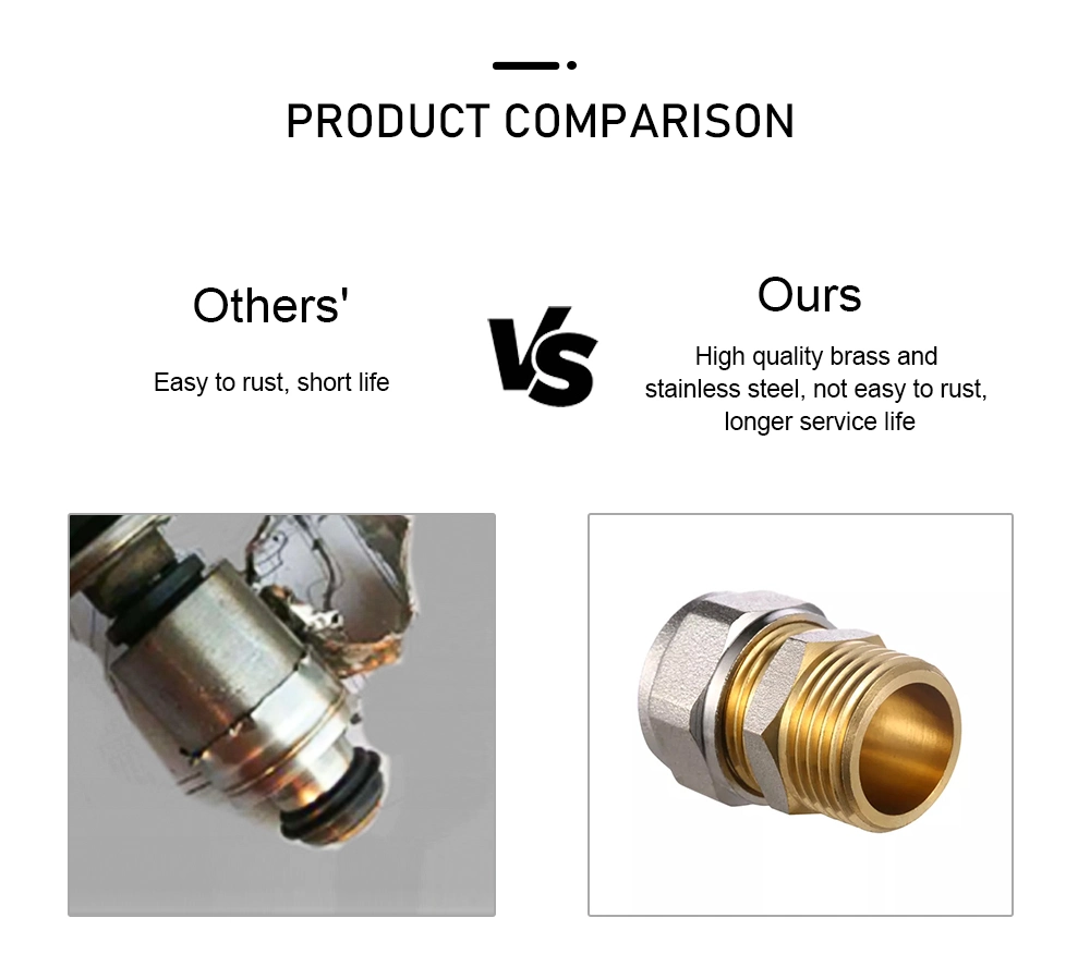 Thread Connector Brass Compression Fittings Brass Fittings Straight Coupling for Water and Gas