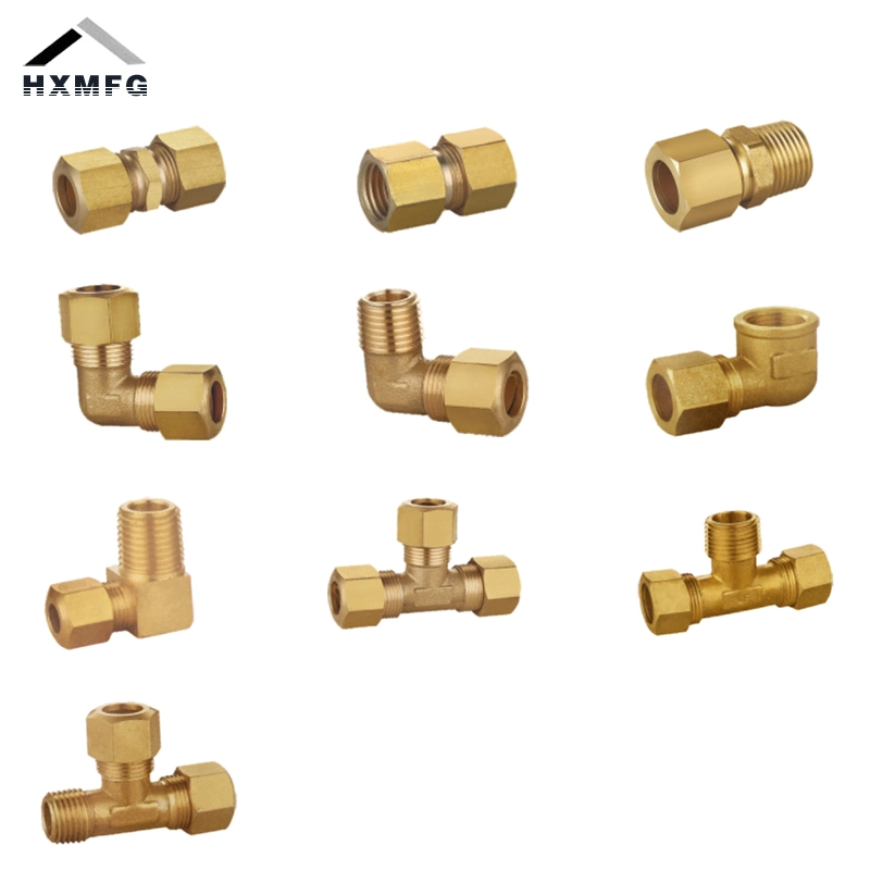 90 Degree Plain Brass Compression Equal Pipe Fitting Elbow