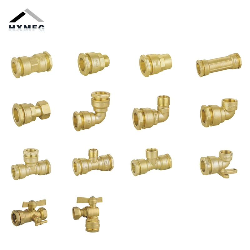 Brass Compression Fittings Straight Coupling for PE Pipe