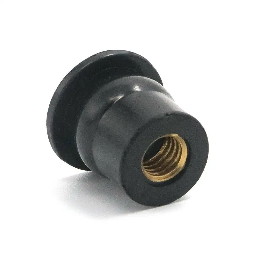 Factory Supply Black Color Rubber Well Nuts with Brass M4 M5 M6 M8 Threaded Insert