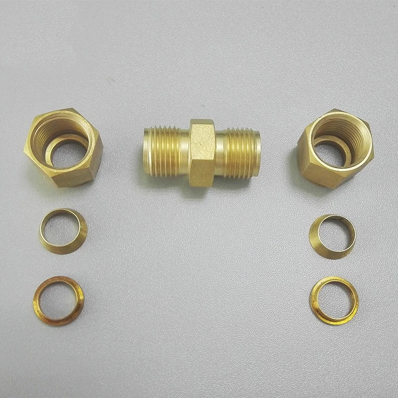 Double Ferrule Connector Brass Compression Union Hydraulic Tube Fittings for Gas Hydraulic