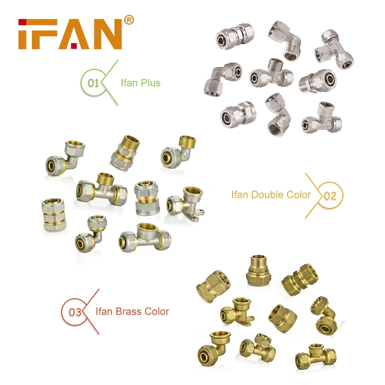 Ifan Full Range Brass Equal Compression Press Fitting Tee for Pex Fitting