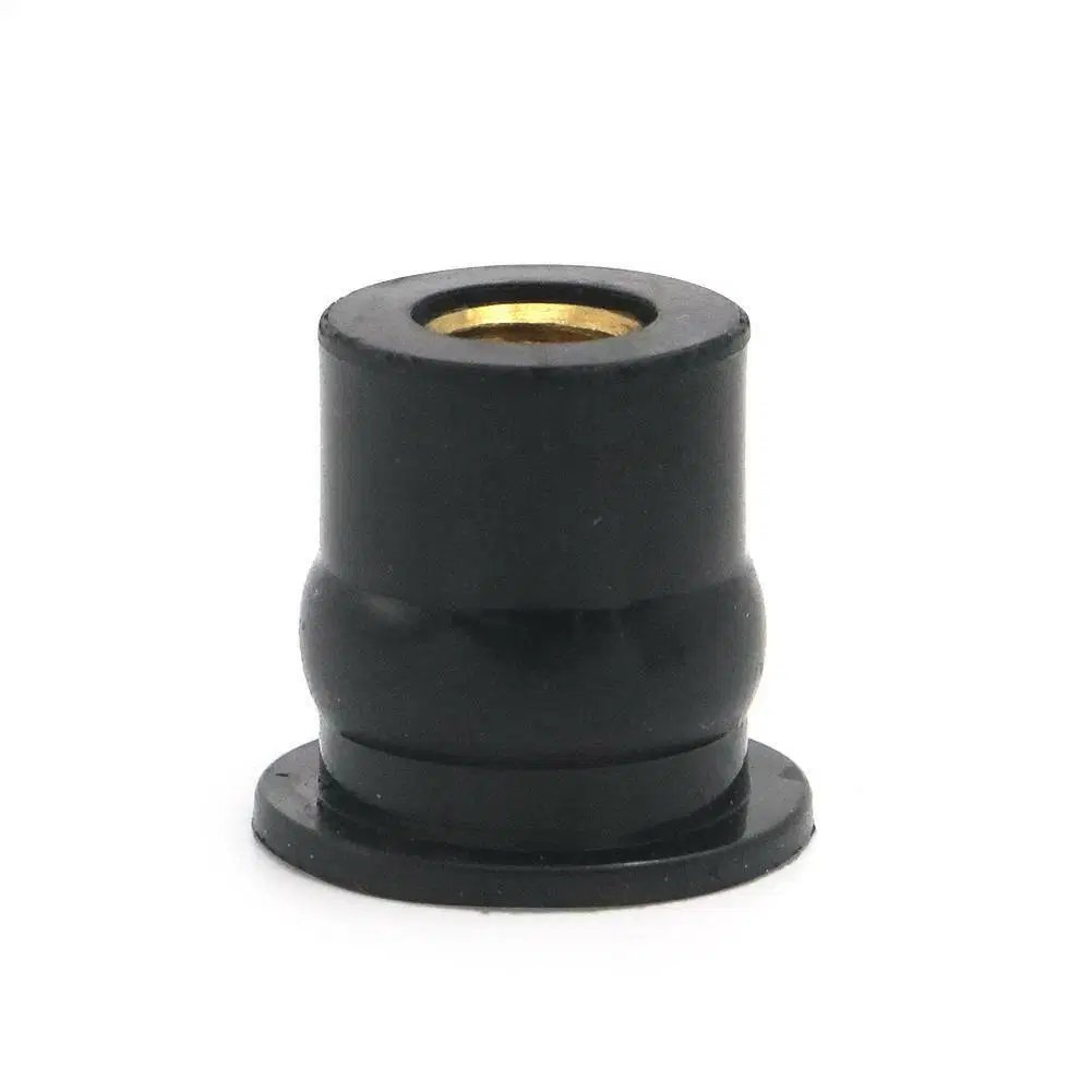 Factory Supply Black Color Rubber Well Nuts with Brass M4 M5 M6 M8 Threaded Insert