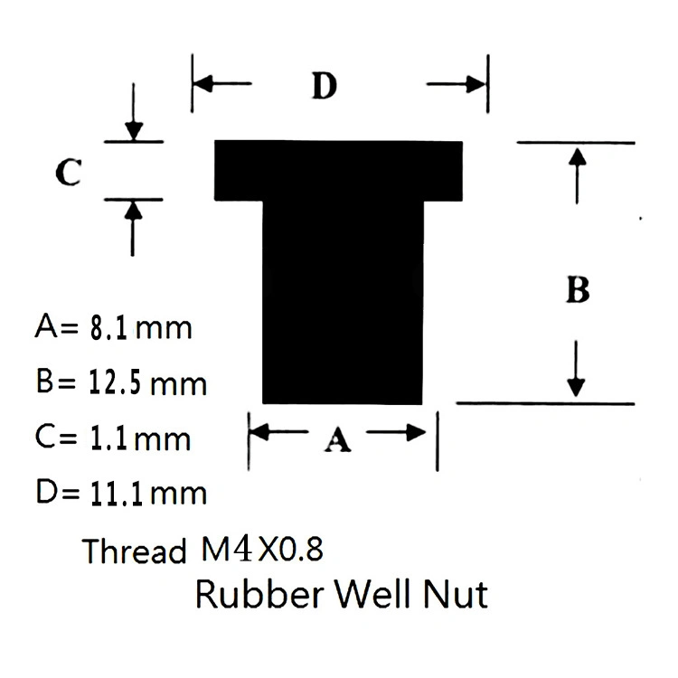 Factory Supply Black Color Rubber Well Nuts with Brass M4 M5 M6 M8 Threaded Insert