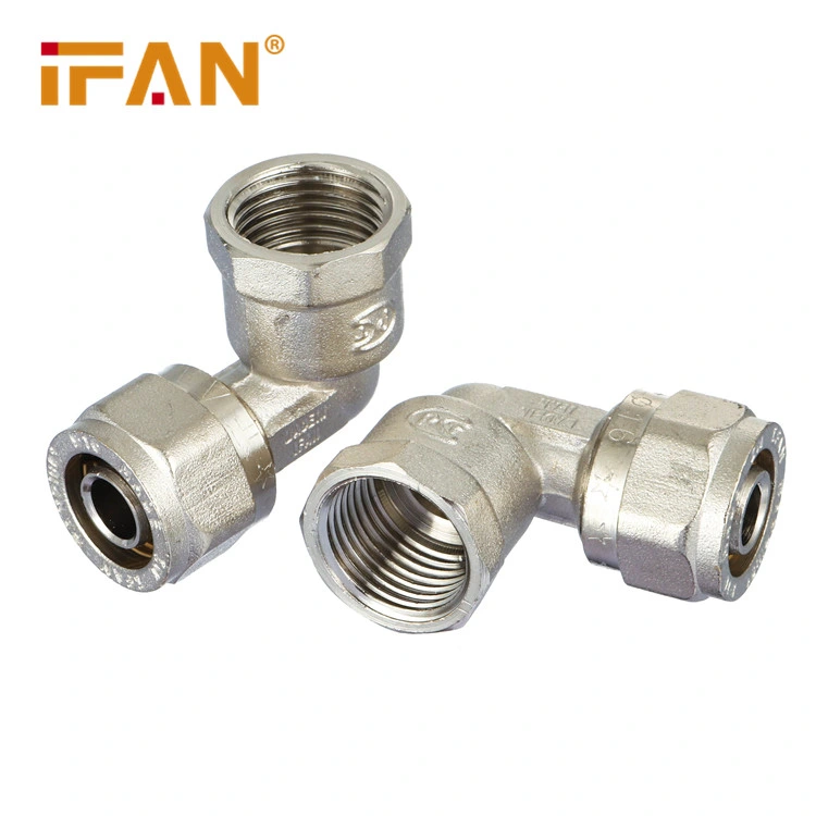 Ifanplus Factory Price Silver Color Support OEM ODM Cw617 Pex Fitting Brass Female Elbow