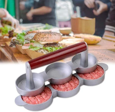 Hamburguesa Triple Pulse Non-Stick aluminio Hamburger Patty Maker Hamburger molde cocinar Accesorios