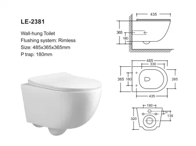 Watermark CE Ahorro de agua de dos piezas Suelo-Permanente montado en pared S/P-Trap WC