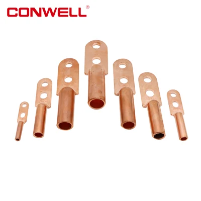 Conector de cobre de compresión tubular de dos orificios de cable de lengüeta