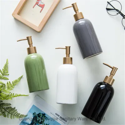  Loción de botella de champú de gel de ducha de cerámica ligera de lujo Prensa Modelo de botella cuarto de baño ornamentos accesorio de baño Sanitary Ware Alta temperatura