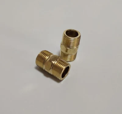 BSPT Brass 3/8" Plumbing Iron Threaded Double Nipple Pipe Fittings for Plumbing or Hydraulic with High Pressure
