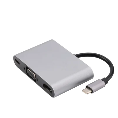  USB C a HDMI+VGA+PD+USB3,0+Audio Hub