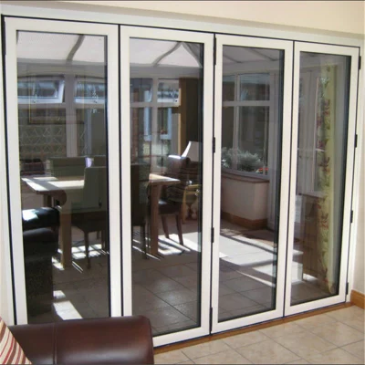 Bastidor de aluminio exterior patio residencial puerta plegable de vidrio montaje