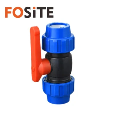 ISO 14236 abrazadera de válvula de bola de HDPE de irrigación, soportes de HDPE PE Racores de compresión válvula de bola PP PE