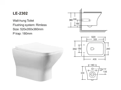  Watermark CE Water Closet Suites Rimless dos piezas montado en la pared Inodoro