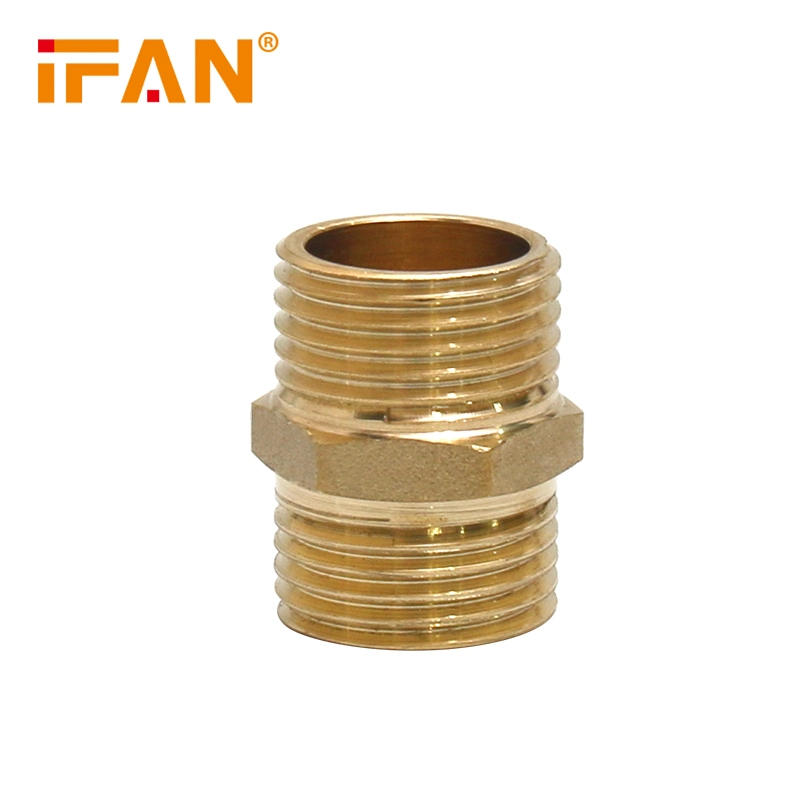 Ifan BSPT Male Thread Brass Pex Reduced Nipple Equal Hose Nipple Brass Fitting