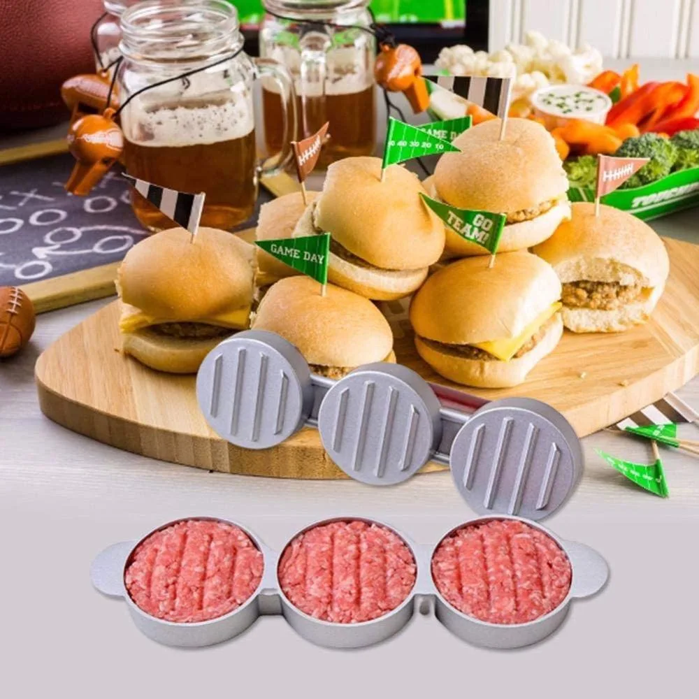 Triple Hamburger Press Aluminum Non-Stick Hamburger Patty Maker Hamburger Mold Grilling Accessories