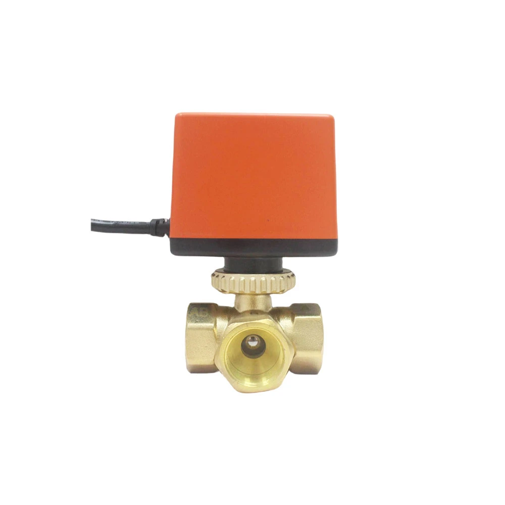 Forged Brass 3 Way Valve Side Outlet with Electric Actuator Motorized Ball Valve