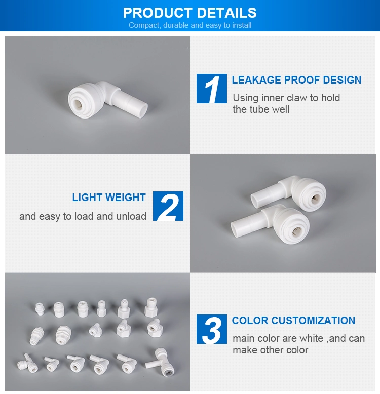 Plastic Quick Water Filter Push in Connector Fitting Elbow Plastic Push Fit Pipe Connector Fitting