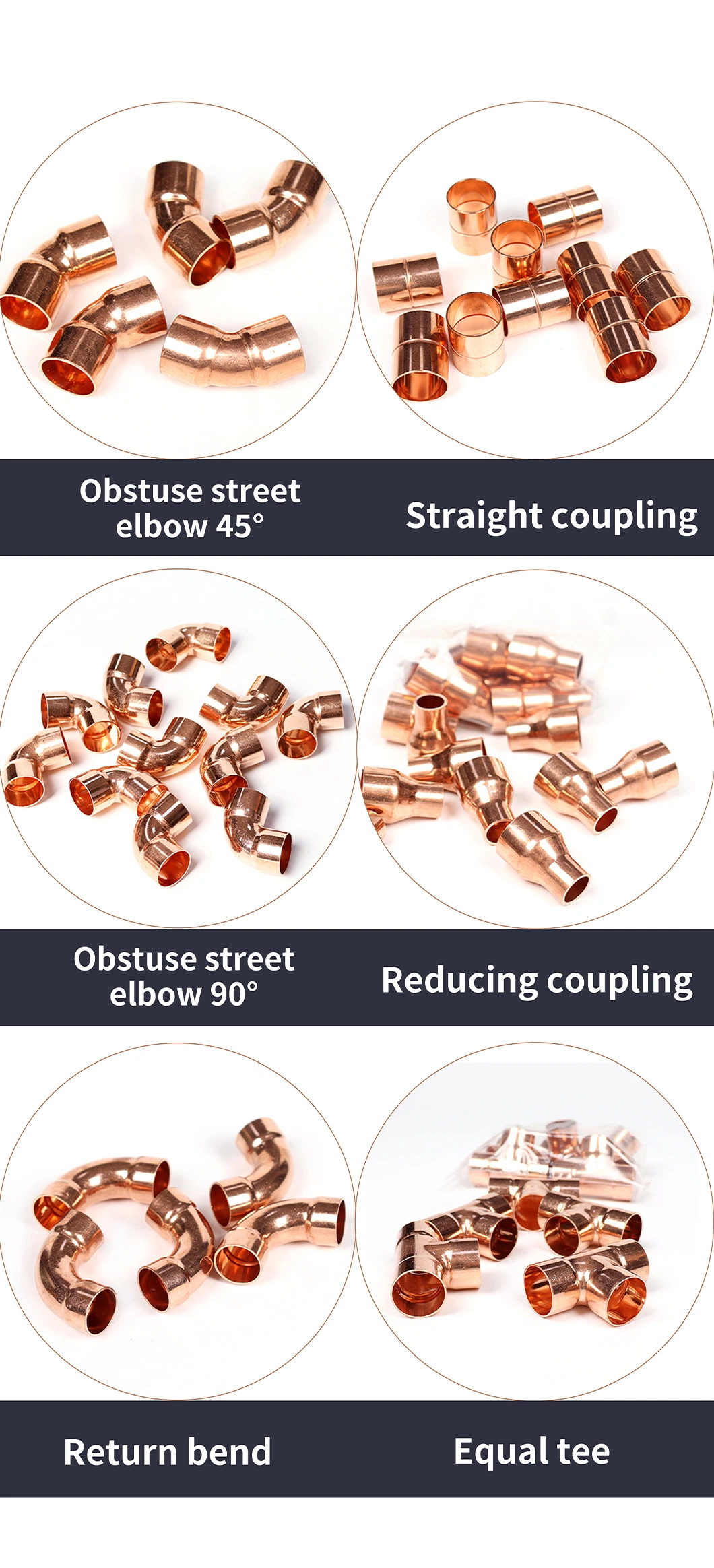 Copper Reducing Tee Pressure Pipe Fitting Connector for Plumbing Refrigeration