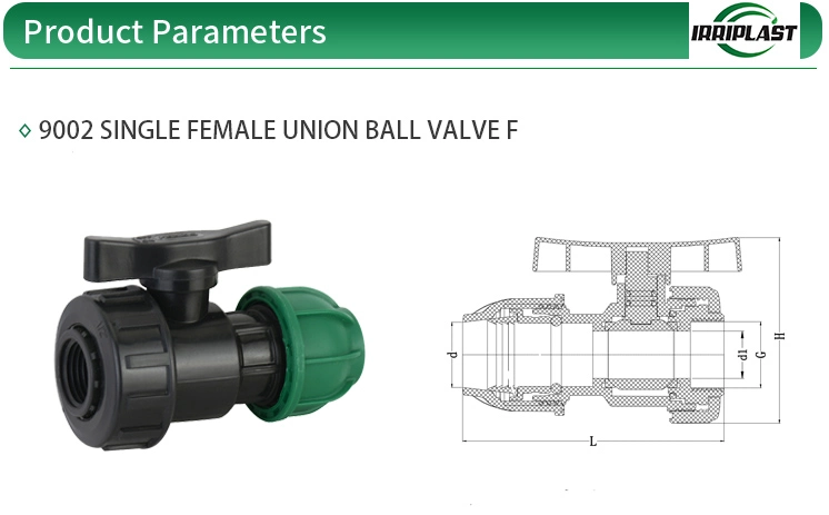 PP Single Female Union Ball Valve F for Irrigation Water Supply PP Compression Fitting