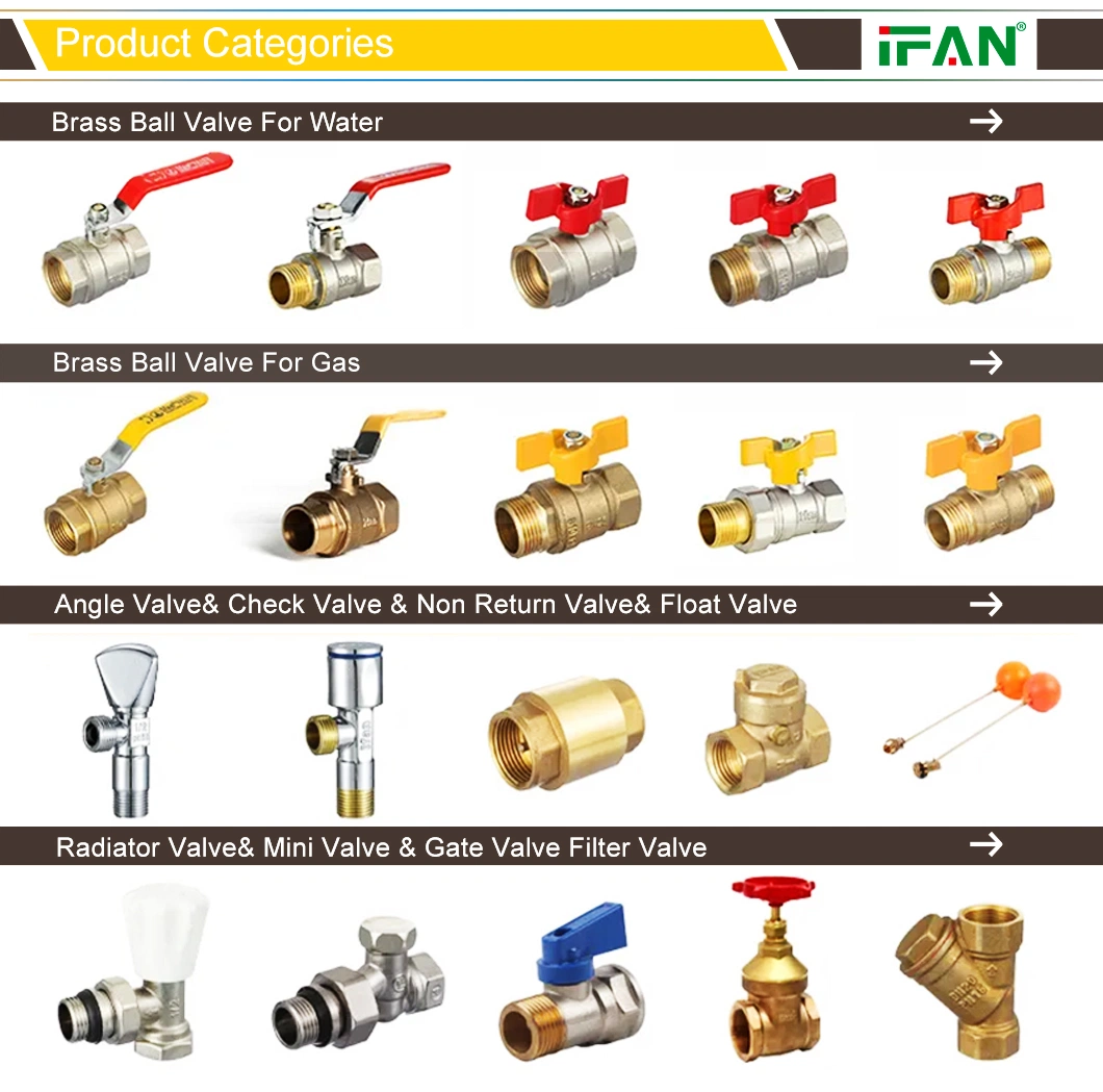 Ifan High Quality 81052 Cw617n Water Supply Female/Male Thread Stop Gate Float Radiator Angle Check Brass Ball Valve