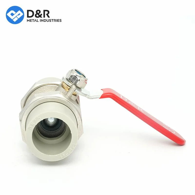 D&R Economical Hot-Selling Models OEM Welding Connected Plastic PPR Union Brass Ball Valve with Red Handle