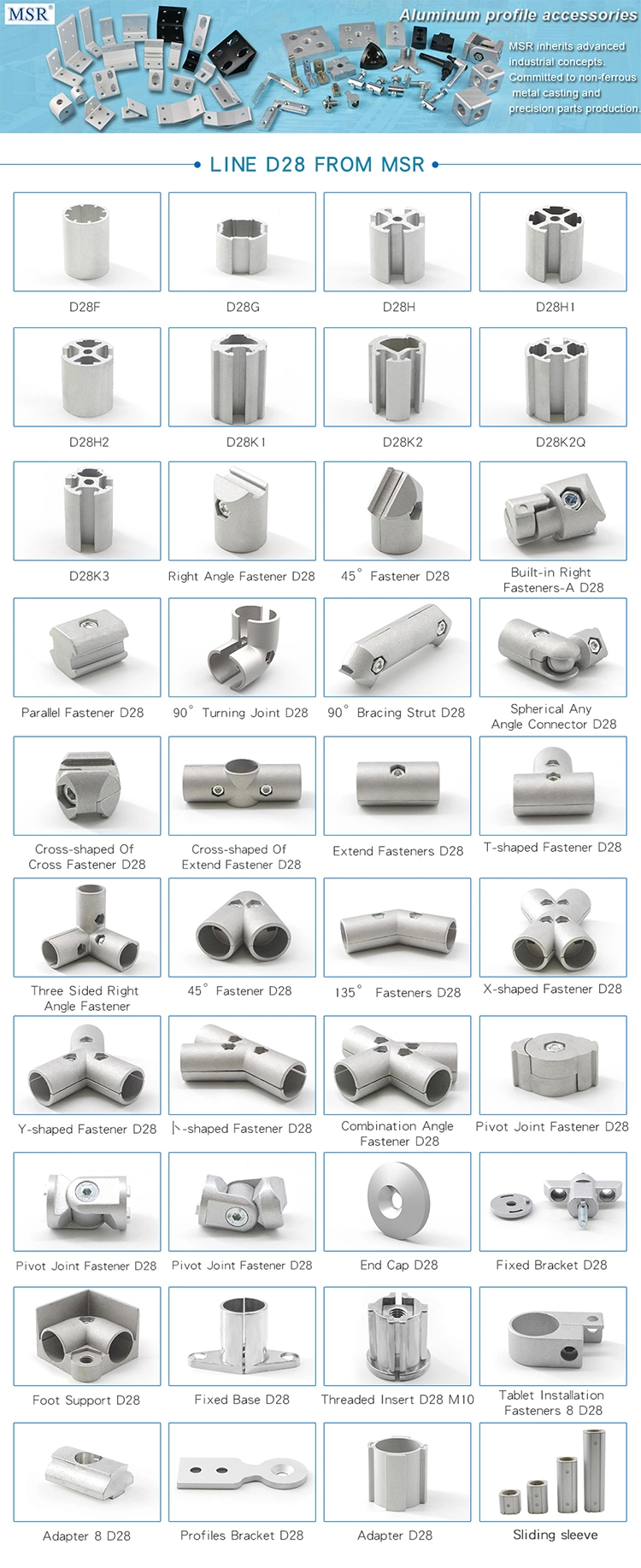 140mm Sliding Sleeve Al 6105-T5 Built in Nylon Tablets D28 Tube Profile Accessory