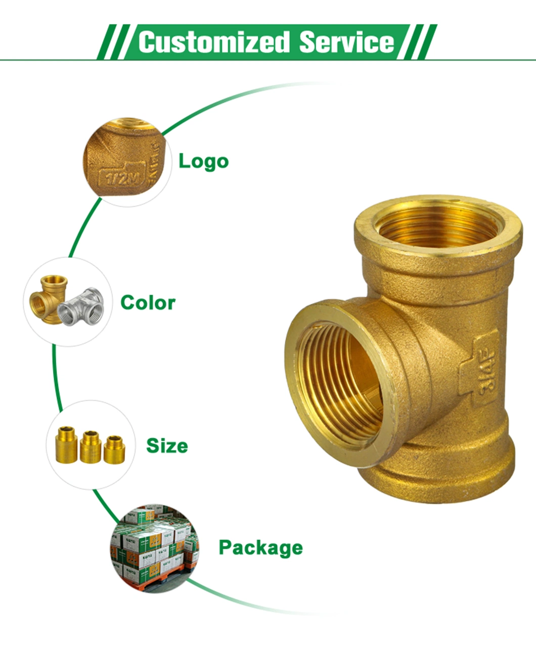 Ifan OEM High Pressure Yellow Color Brass Coupling Copper Brass Pipe Fittings