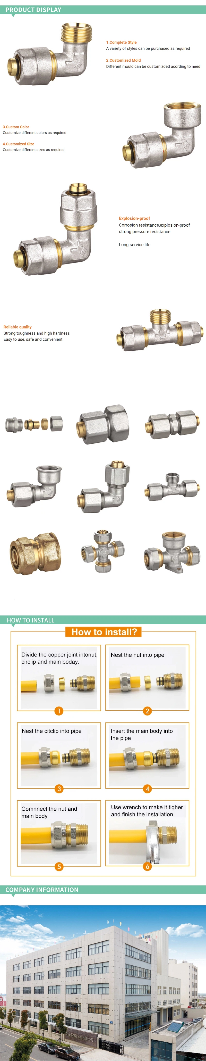 PC Male Straight Brass Compression Union Fitting Pneumatic Best Price Manufacturer Supplier for Brass Tube