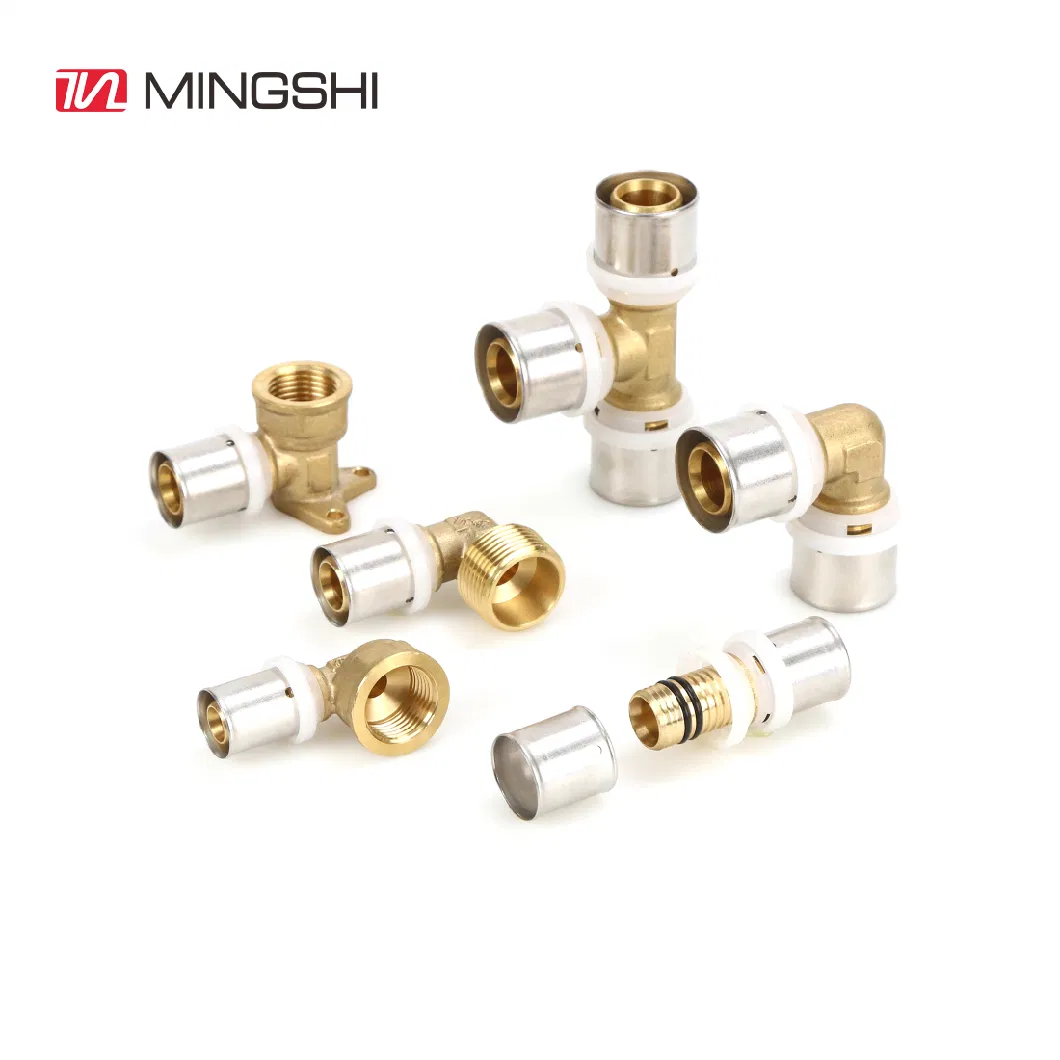 Wall Plated Elbow Plumbing Cw617n/ Dzr Brass Th Profile Press Fittings for Multilayer Pex-Al-Pex Plastic Pipe Pert-Al-Pert Pipe