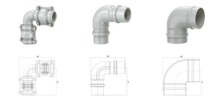 Standard DN25 DN40 DN200 Compressed Air Fluid Pipe 90 Degree Elbow Fittings