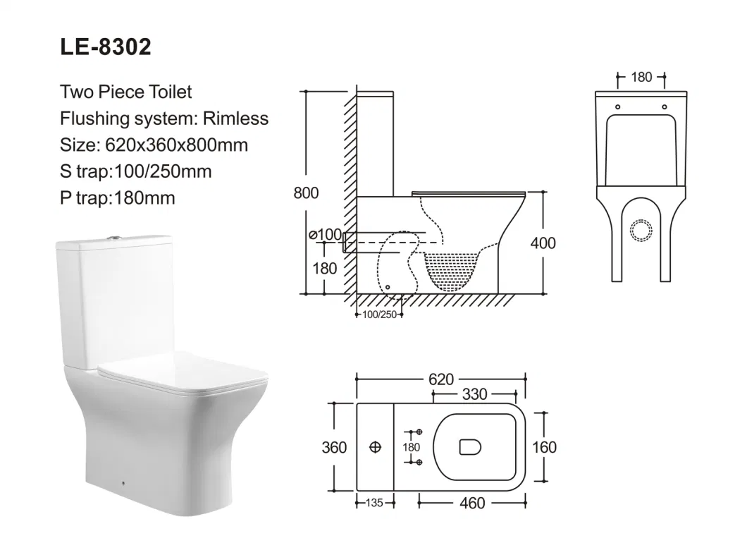 Watermark CE Water Closet Suites Rimless Two-Piece Wall Mounted Set Toilet