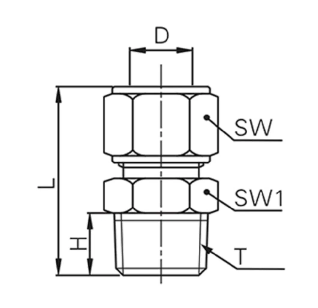 Tkt-PC Straight Brass Bite Type Compression Hydraulic Ferrule Connector