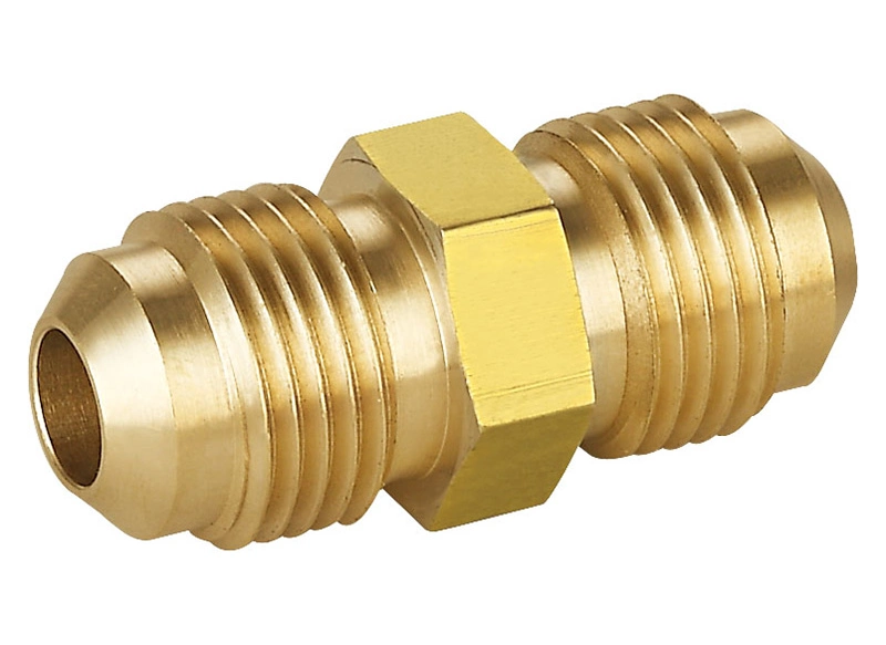 SAE Thread Flare Straight Union Connector Gas Ferrule Brass Fitting