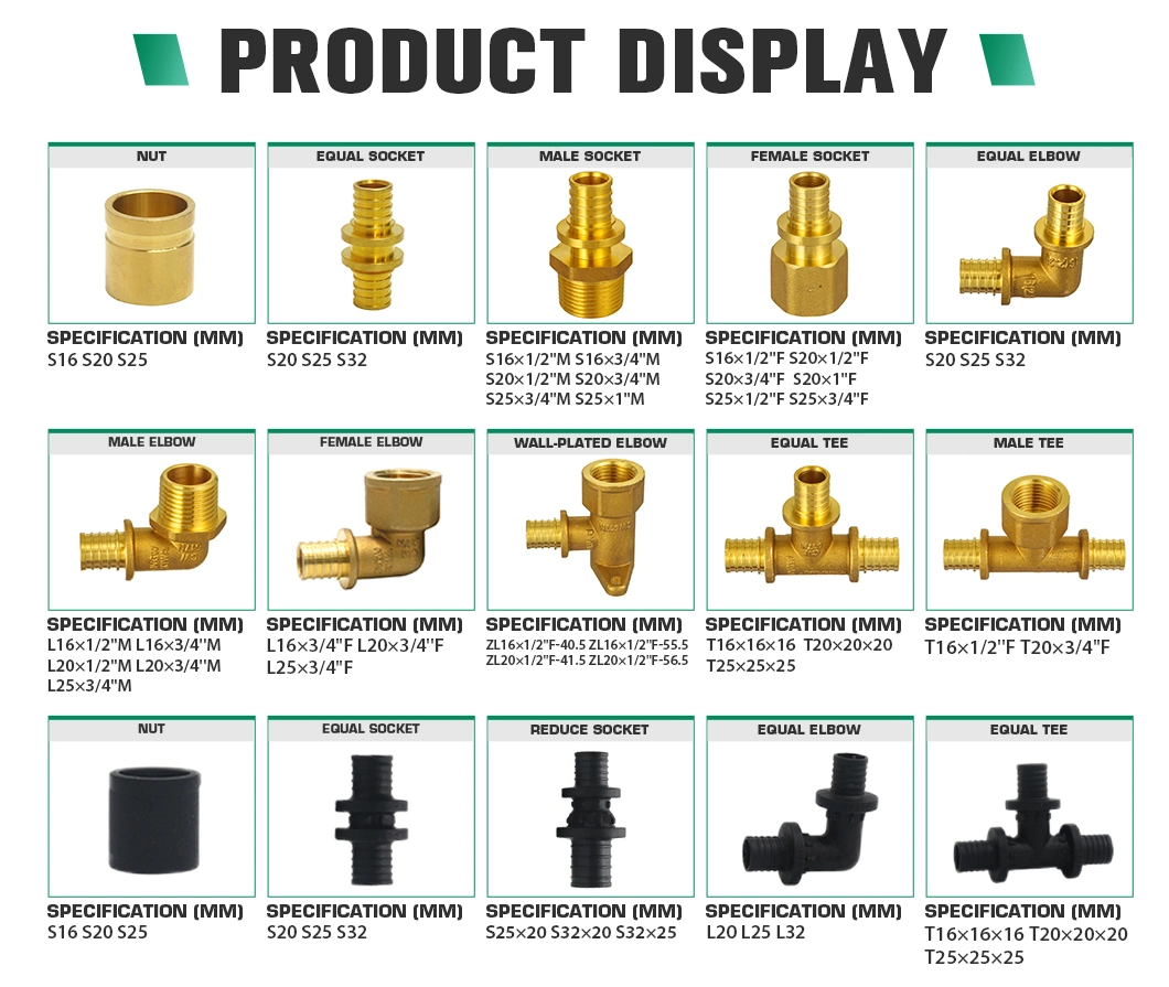 Ifan OEM Pex Pipe Fittings Yellow Connect Pipes Brass Sliding Fitting