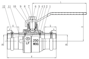 Customized 1/2&quot; Lead Free Full Port Press-Fit Ball Valve China Factory